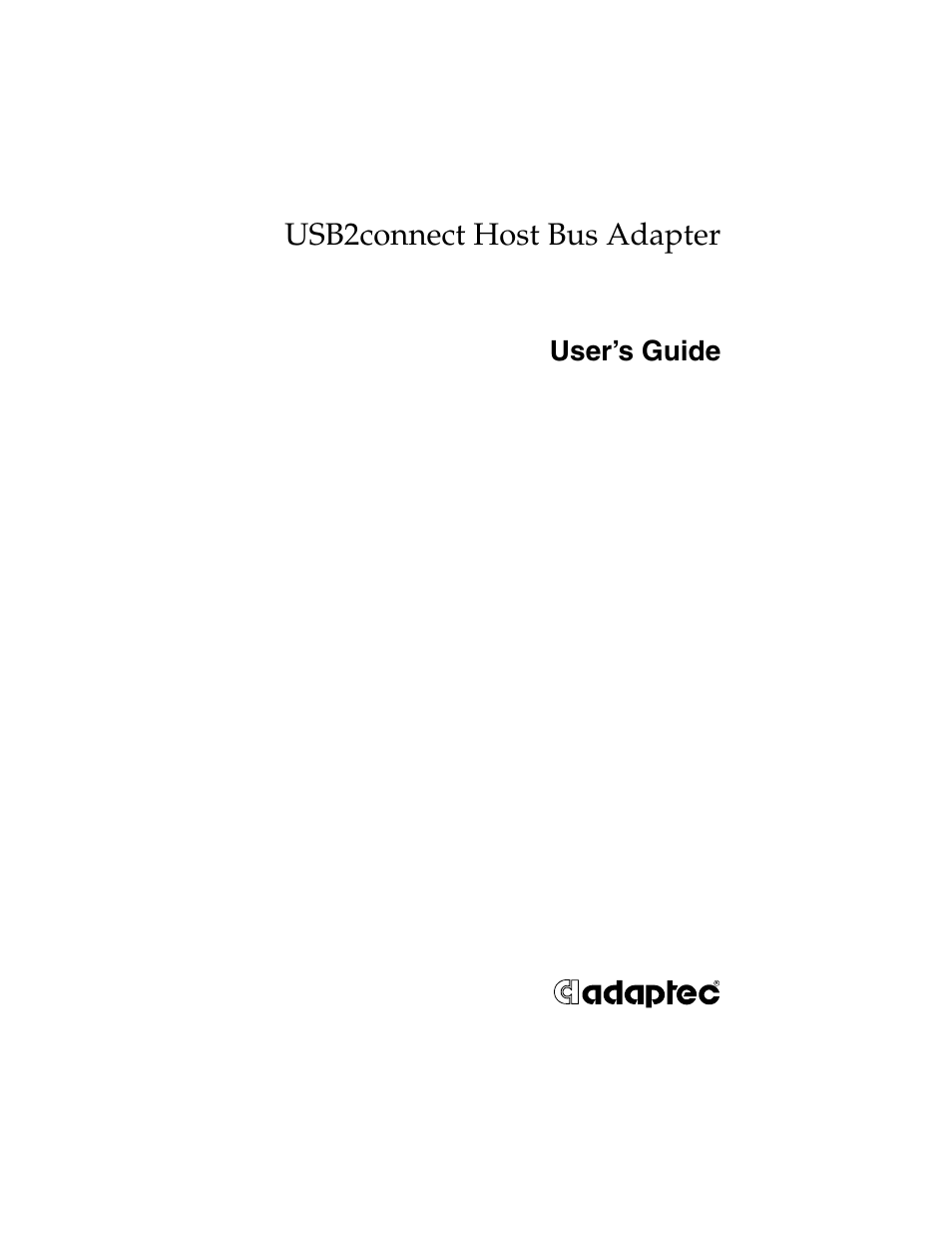 Adaptec USB2connect Host Bus Adapter User Manual | 27 pages