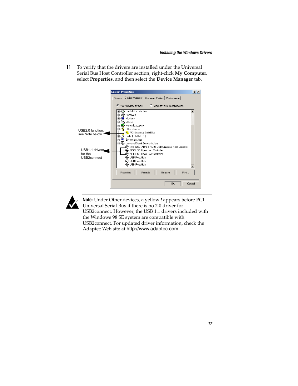 Adaptec USB2connect Host Bus Adapter User Manual | Page 22 / 27