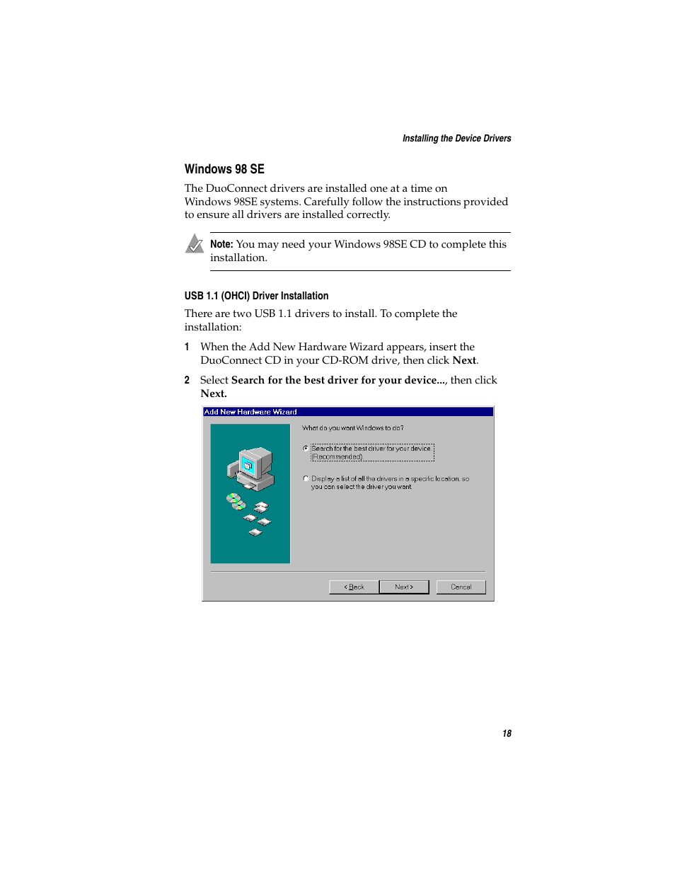 Windows98 se, E, see | Adaptec DuoConnect AUA-3020 User Manual | Page 26 / 43