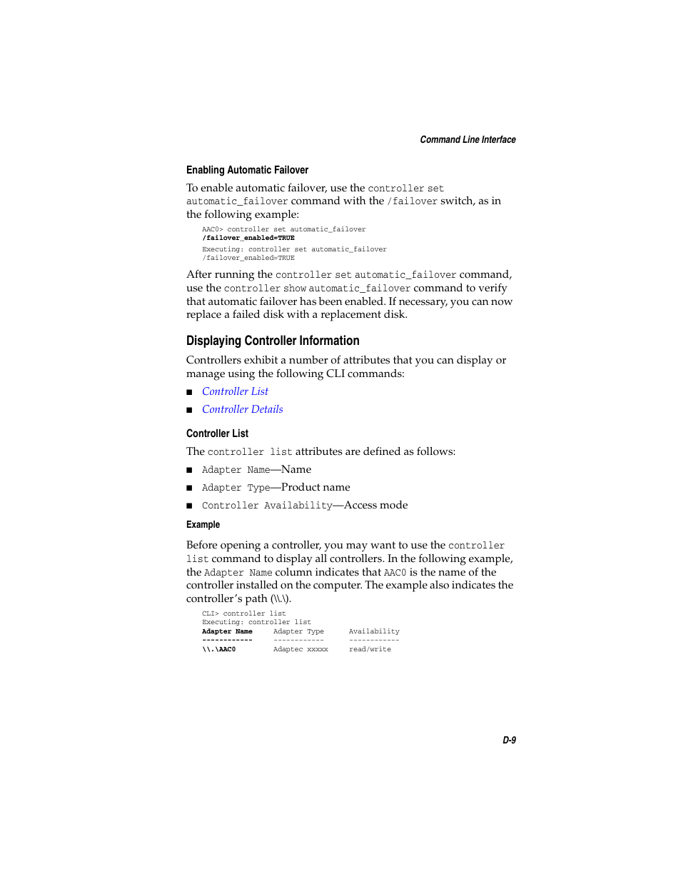 Displaying controller information, Displaying controller information d-9 | Adaptec SATA AND SCSI RAID CONTROLLERS User Manual | Page 112 / 165