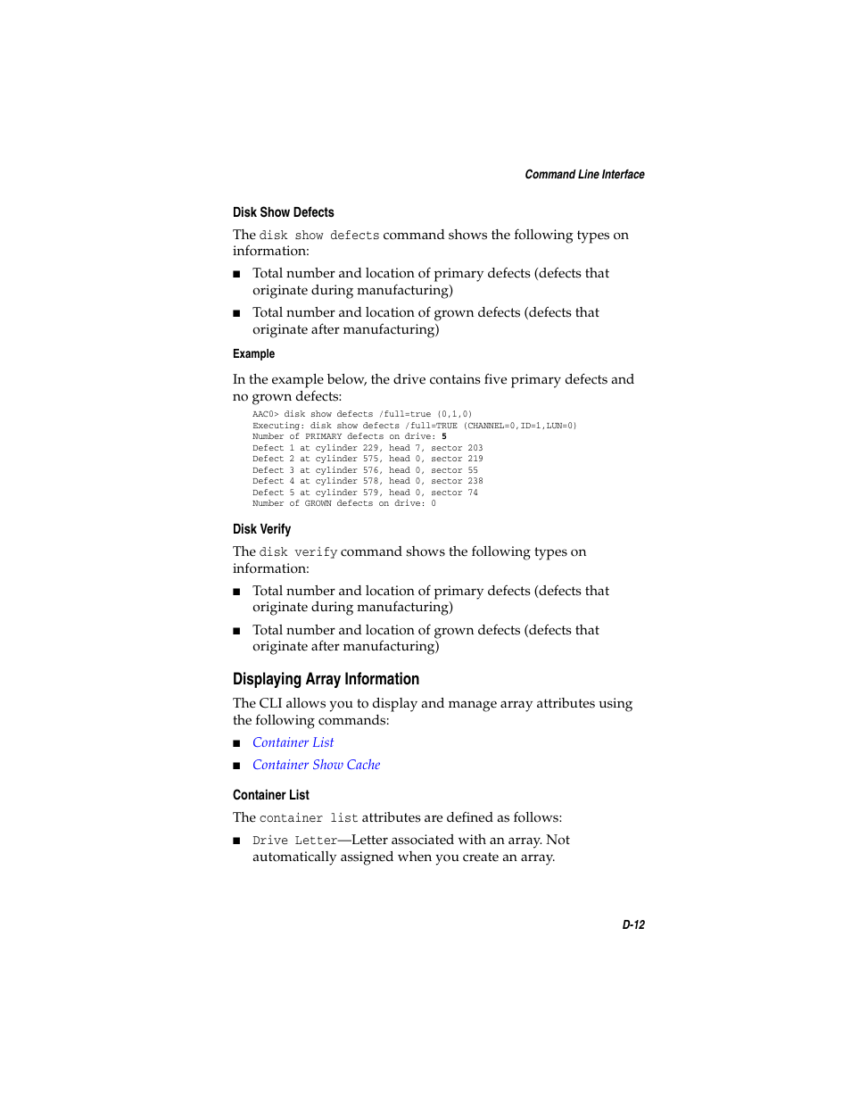 Displaying array information, Displaying array information d-12 | Adaptec SATA AND SCSI RAID CONTROLLERS User Manual | Page 115 / 165