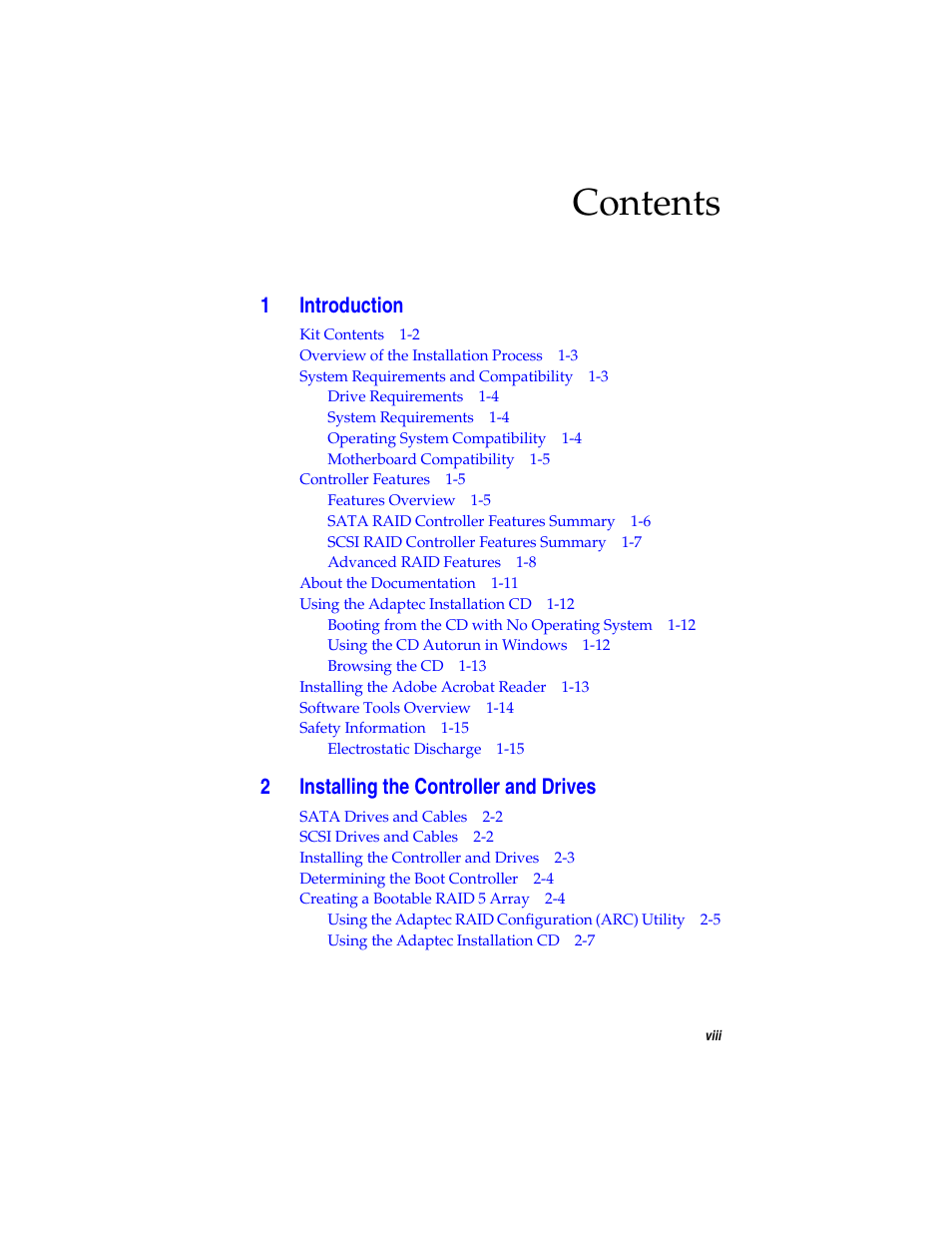 Adaptec SATA AND SCSI RAID CONTROLLERS User Manual | Page 9 / 165