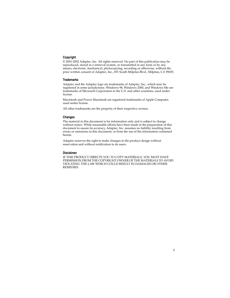 Adaptec DuoConnect Adapter AUA-3121 User Manual | Page 2 / 42