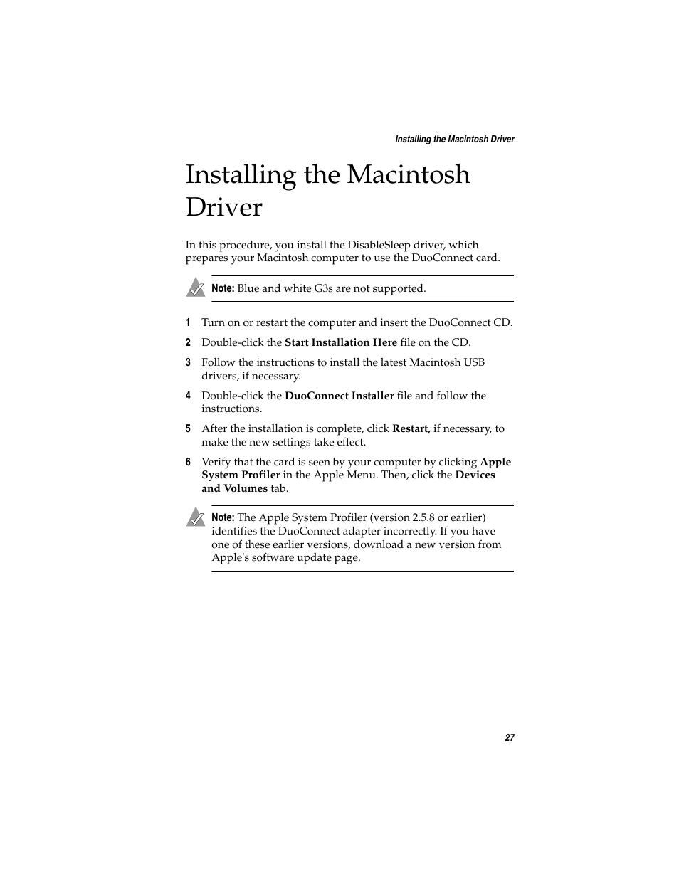 Installing the macintosh driver | Adaptec DuoConnect Adapter AUA-3121 User Manual | Page 36 / 42
