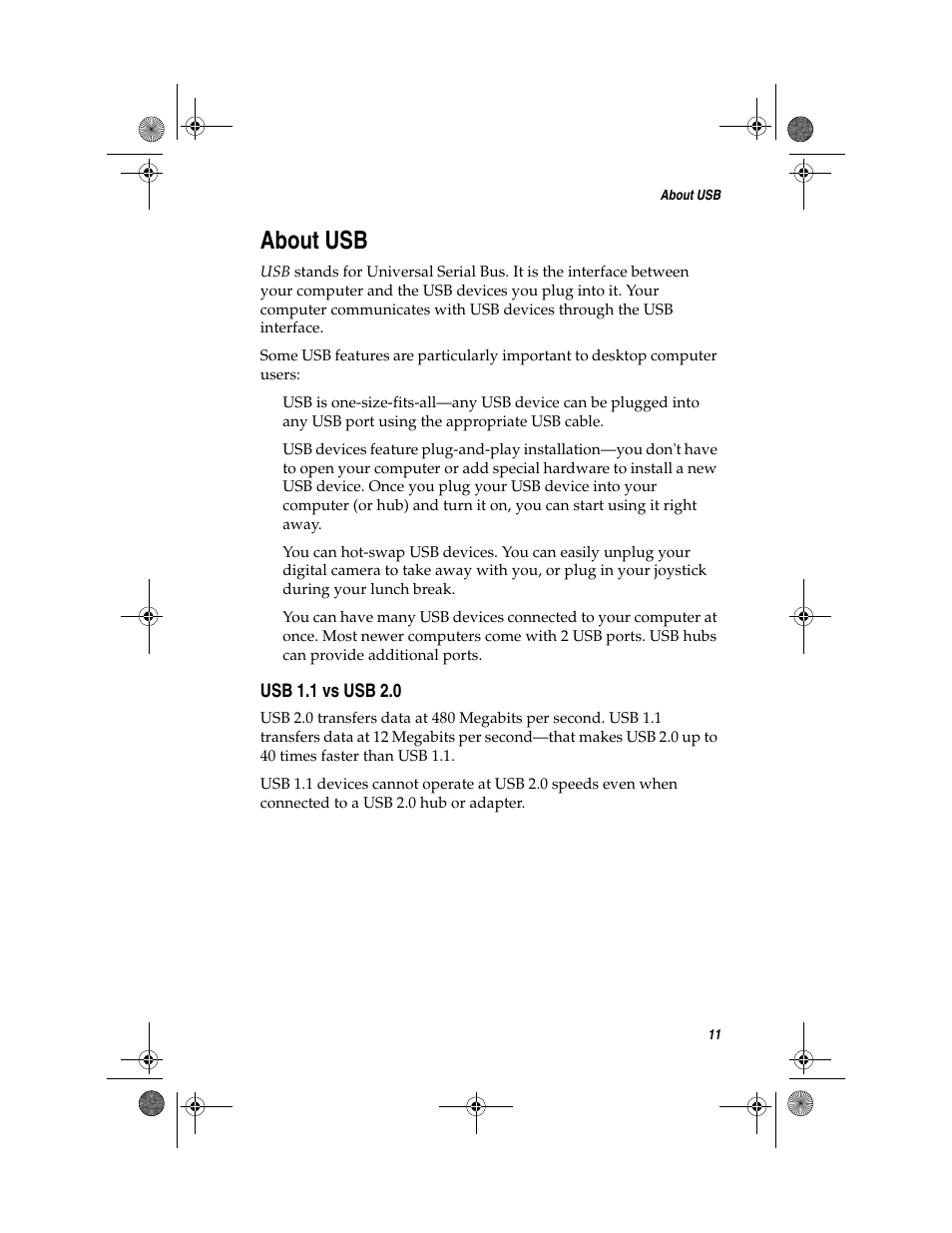 About usb, Usb 1.1 vs usb 2.0 | Adaptec FireConnect For Notebooks User Manual | Page 20 / 22
