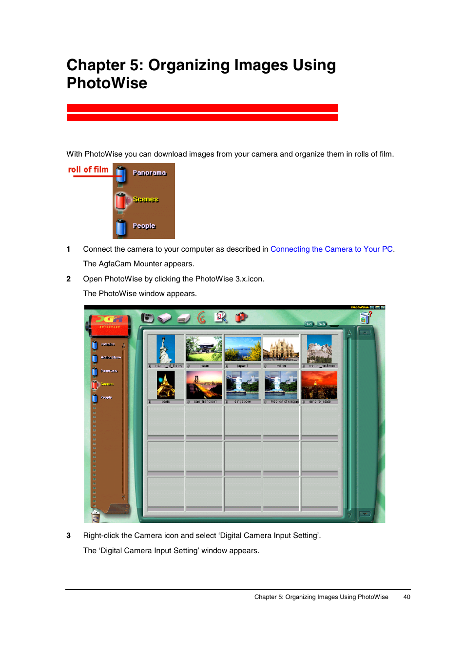 Chapter 5: organizing images using photowise | AGFA ePhoto CL34 User Manual | Page 40 / 53