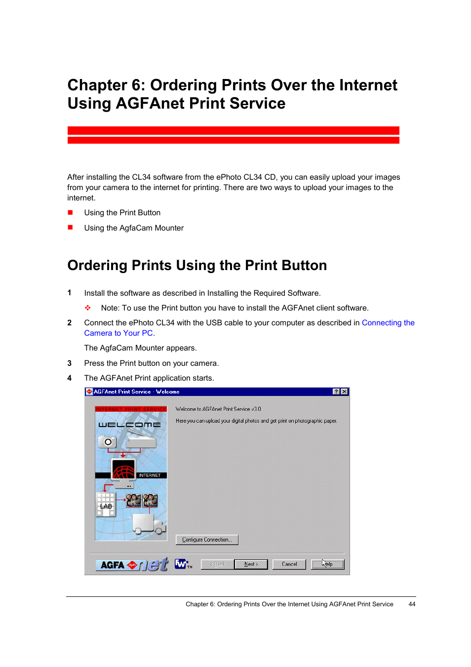 Ordering prints using the print button | AGFA ePhoto CL34 User Manual | Page 44 / 53