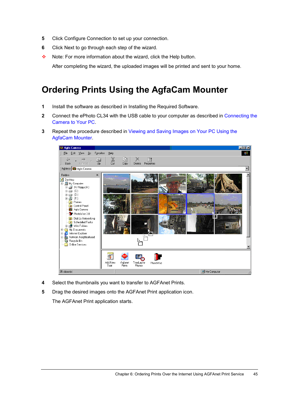 Ordering prints using the agfacam mounter | AGFA ePhoto CL34 User Manual | Page 45 / 53