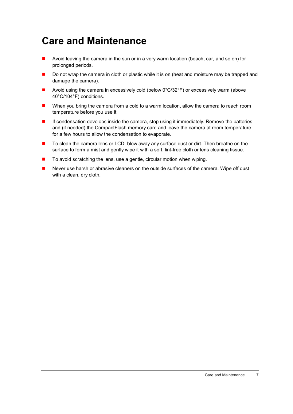 Care and maintenance | AGFA ePhoto CL34 User Manual | Page 7 / 53