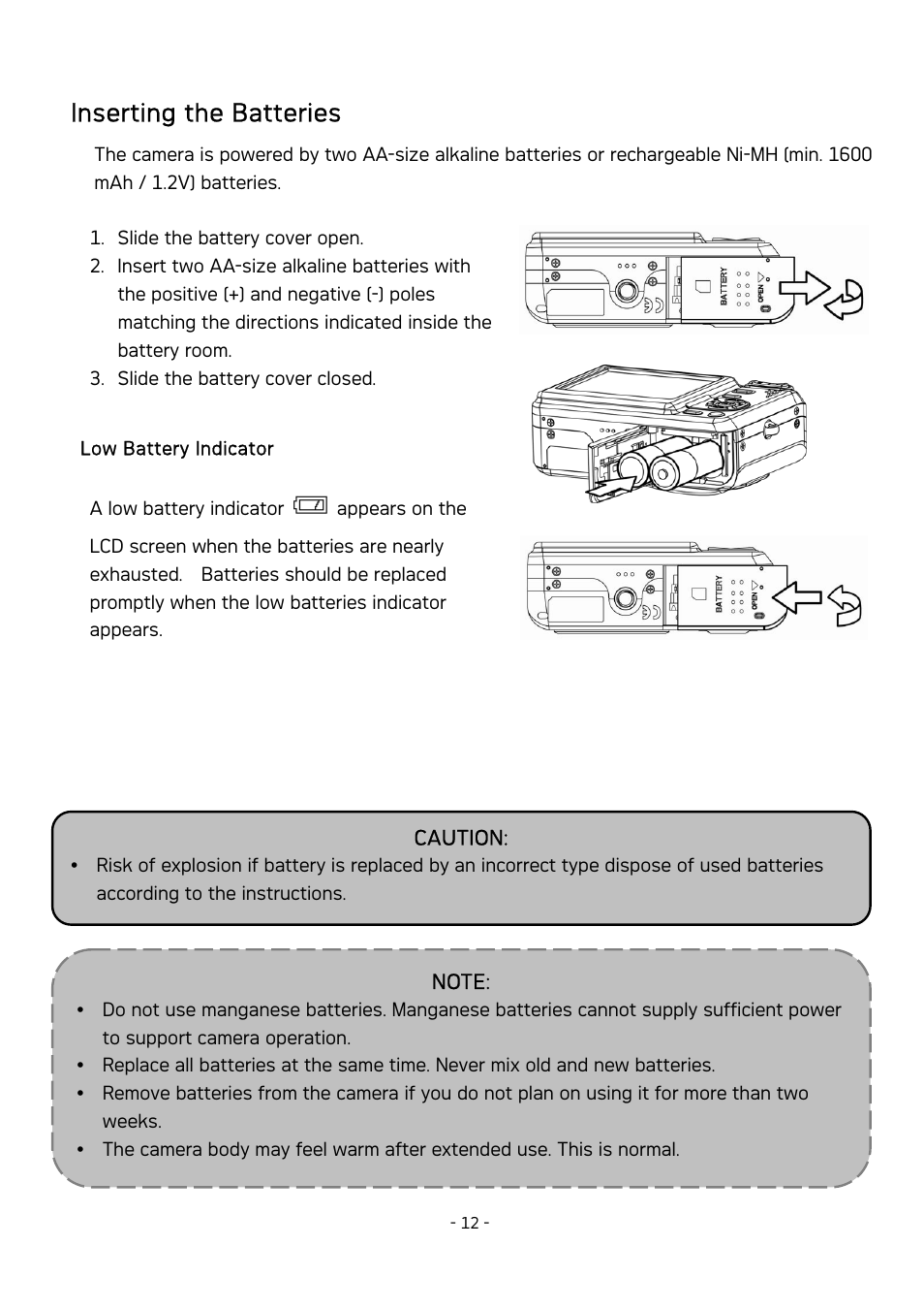 Inserting the batteries | AGFA DC-630 User Manual | Page 13 / 52