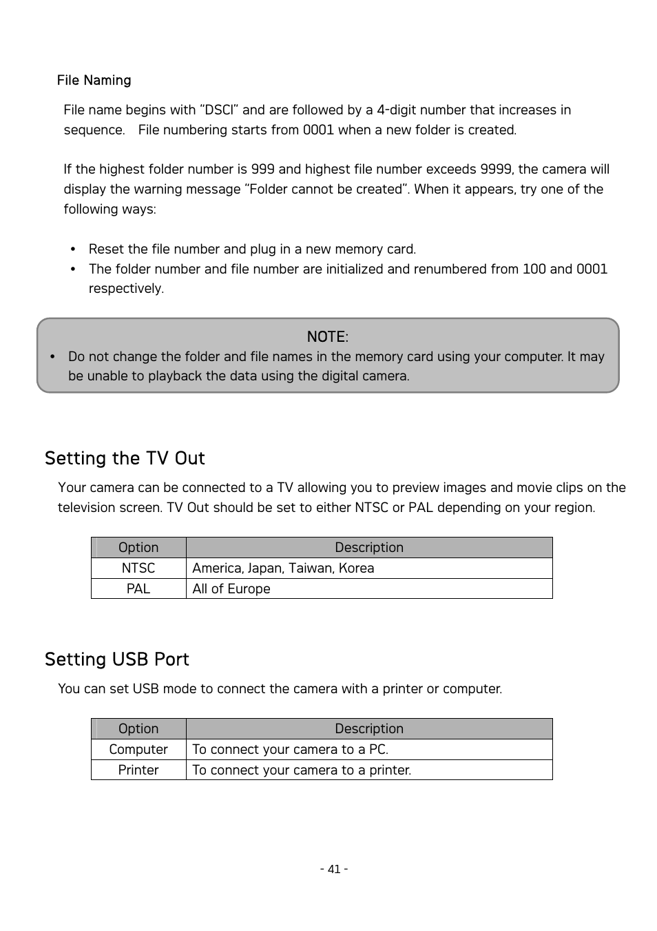 Setting the tv out, Setting usb port | AGFA DC-630 User Manual | Page 42 / 52