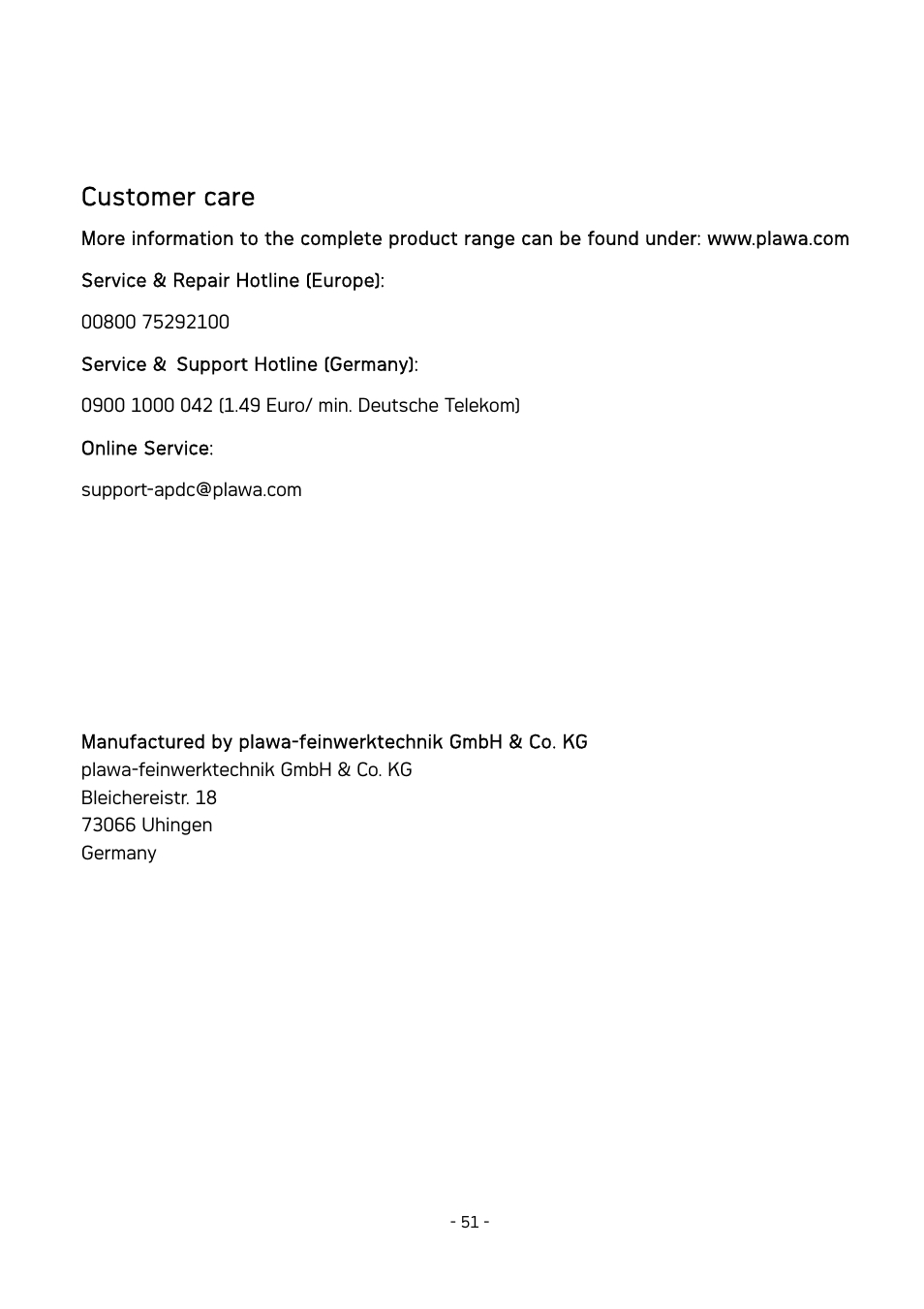 Customer care | AGFA DC-630 User Manual | Page 52 / 52