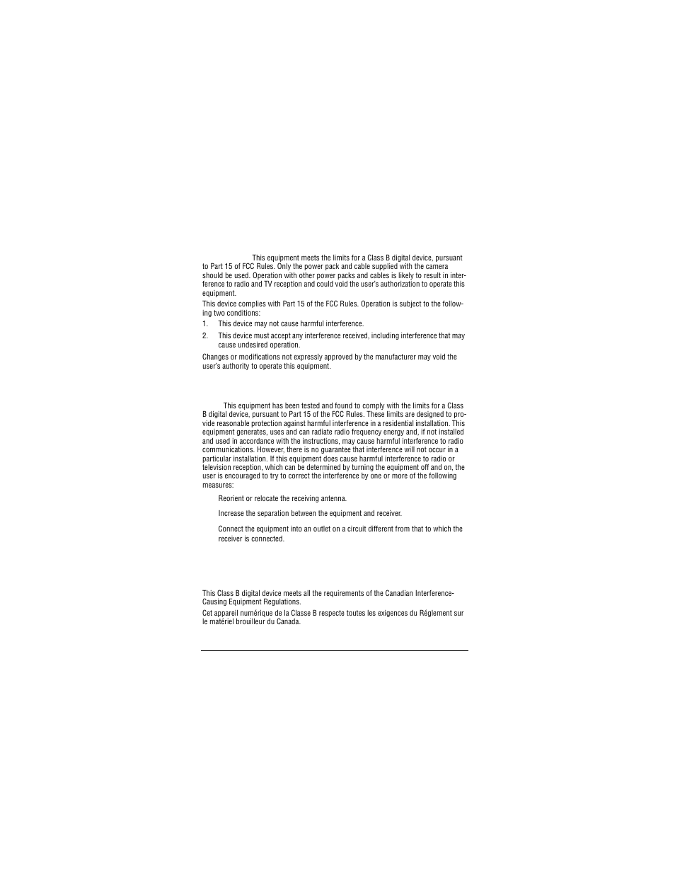 Fcc information test, User information, Canadian radio interference regulations statement | AGFA CL30 User Manual | Page 2 / 48