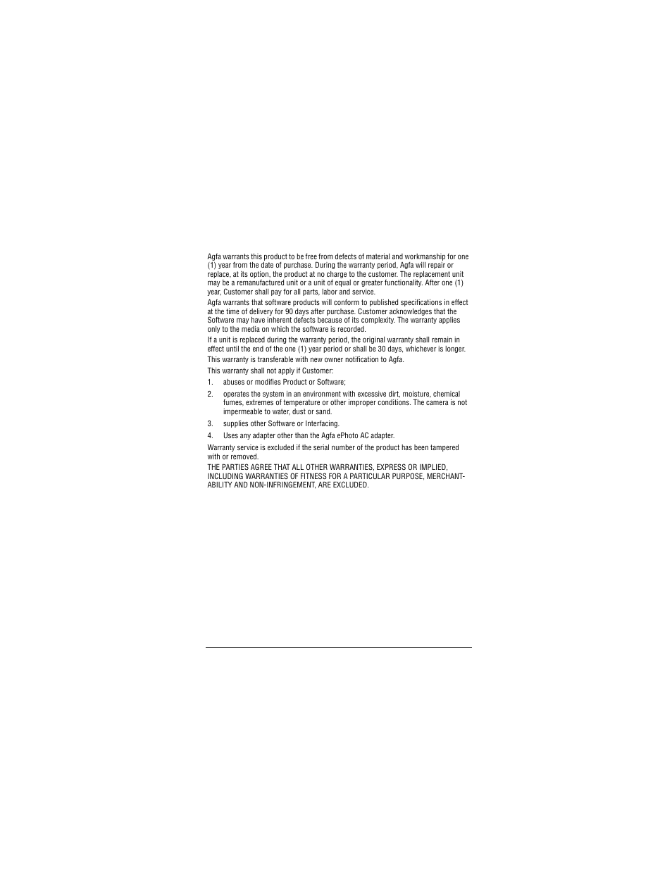 Year limited hardware warranty | AGFA CL30 User Manual | Page 3 / 48