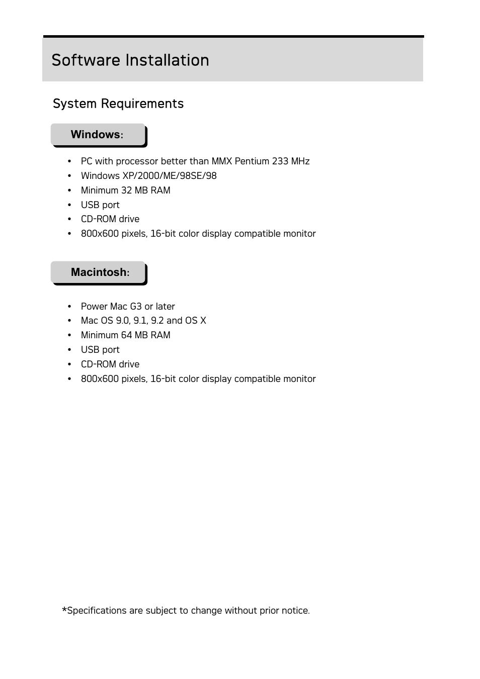 Software installation, System requirements | AGFA DC-733i User Manual | Page 50 / 60