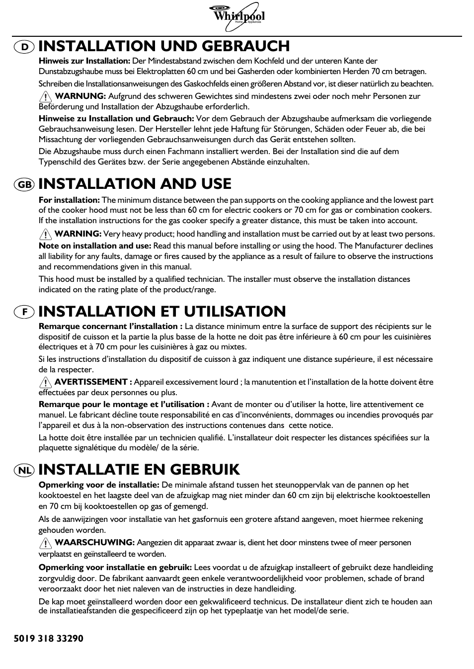 Whirlpool AKR 400 IX User Manual | 8 pages