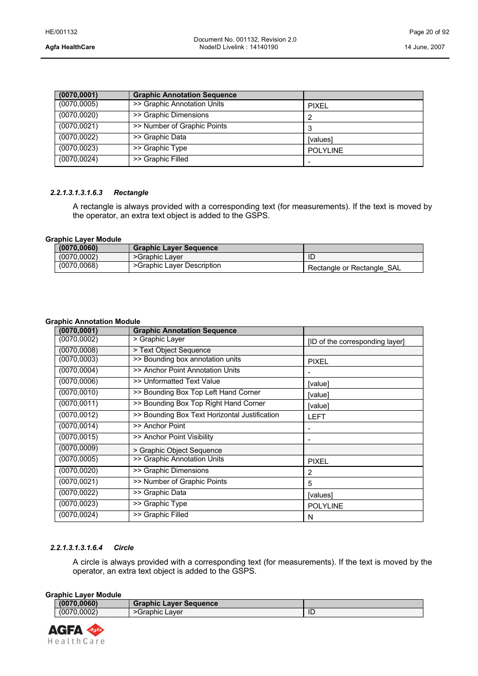 Rectangle, Circle | AGFA HE/001132 User Manual | Page 20 / 93