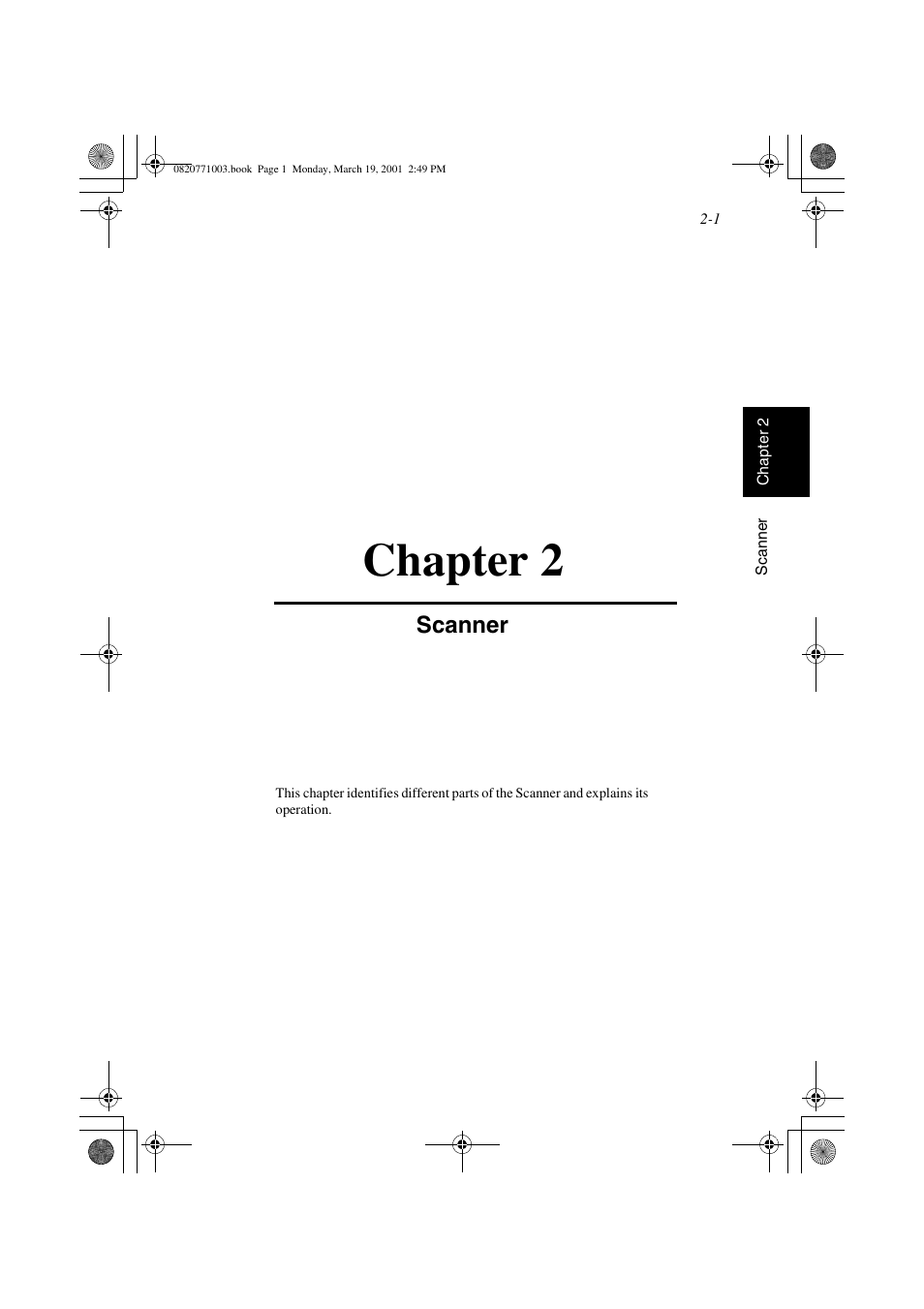 Chapter 2: scanner, Chapter 2, Scanner | AGFA IT SR 24 User Manual | Page 26 / 91