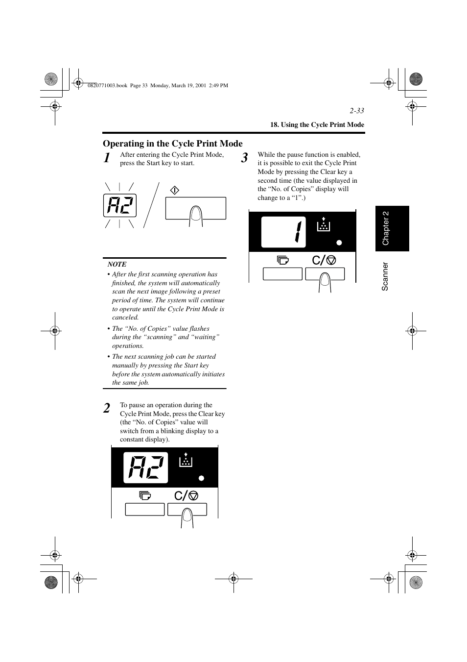 Operating in the cycle print mode, Operating in the cycle print mode -33 | AGFA IT SR 24 User Manual | Page 58 / 91