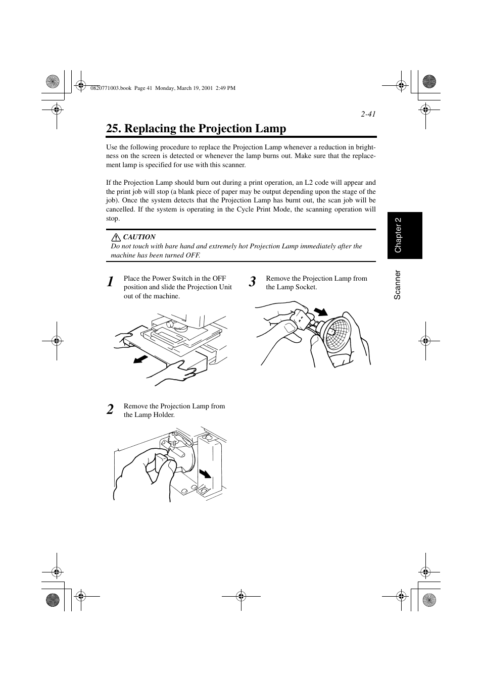 Replacing the projection lamp, Replacing the projection lamp -41 | AGFA IT SR 24 User Manual | Page 66 / 91