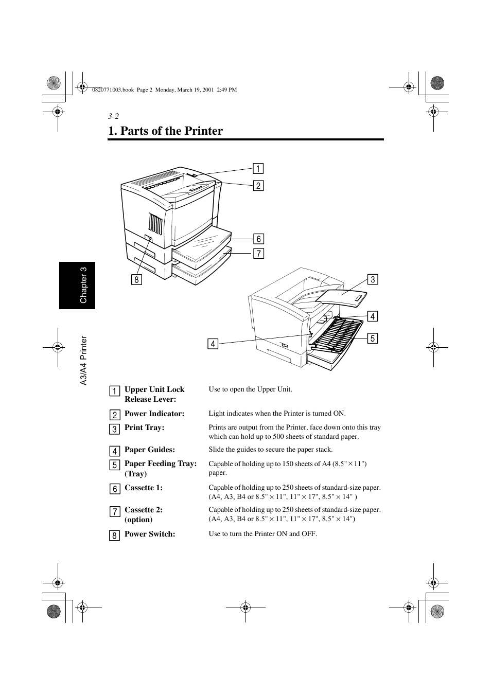 Parts of the printer, Parts of the printer -2 | AGFA IT SR 24 User Manual | Page 69 / 91