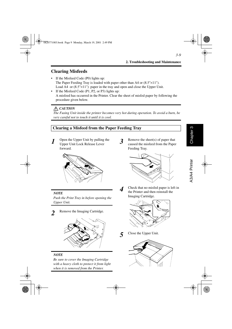 Clearing misfeeds, Clearing misfeeds -9 | AGFA IT SR 24 User Manual | Page 76 / 91
