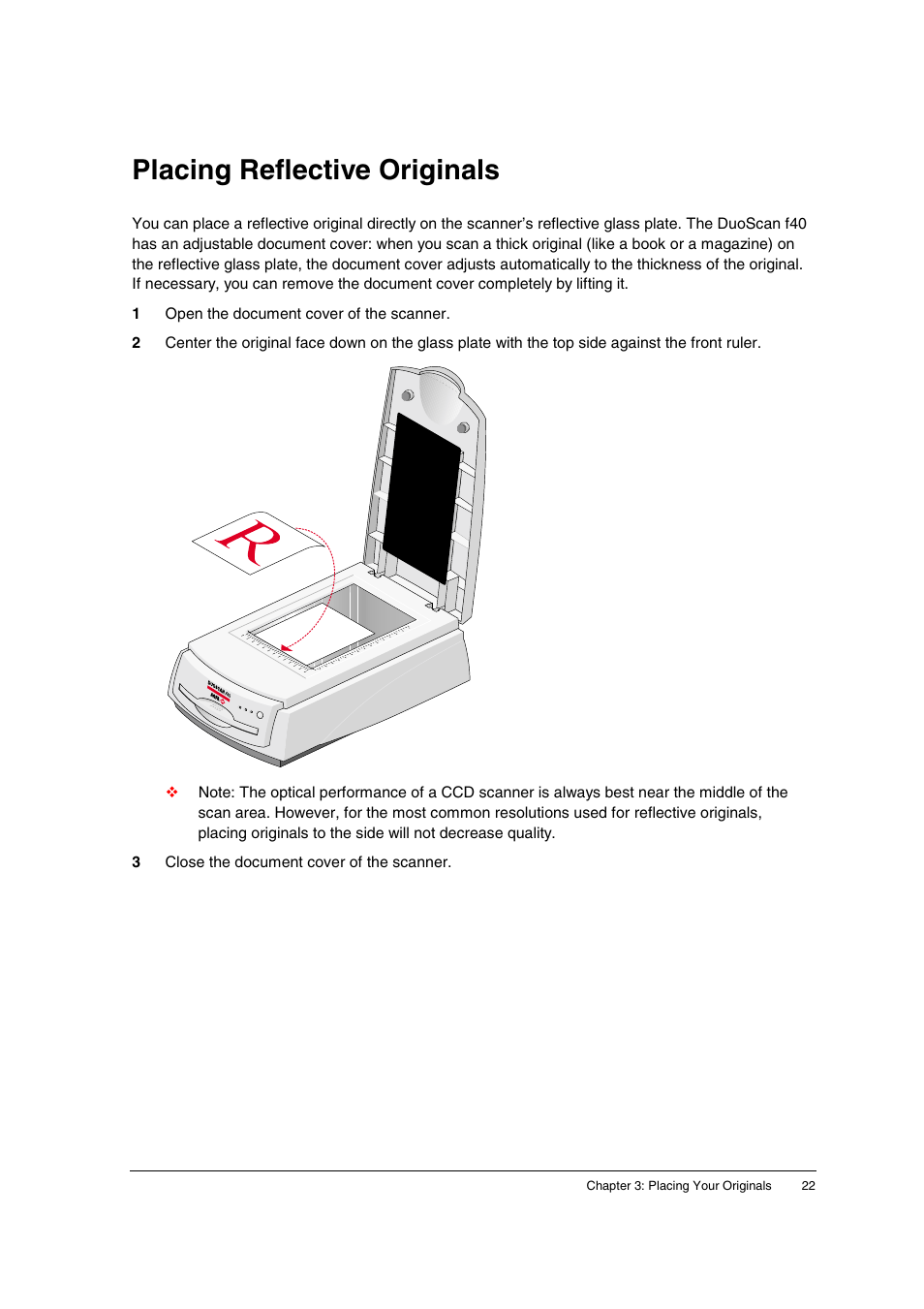 Placing reflective originals | AGFA DuoScan f40 User Manual | Page 22 / 36