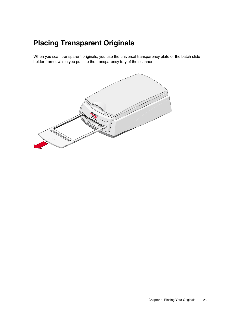 Placing transparent originals | AGFA DuoScan f40 User Manual | Page 23 / 36