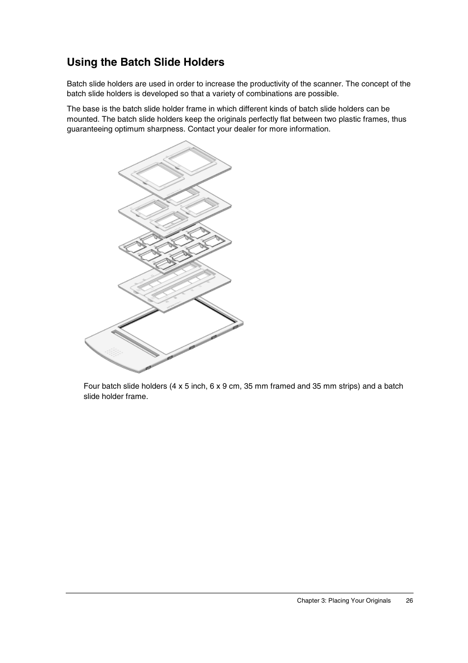 Using the batch slide holders | AGFA DuoScan f40 User Manual | Page 26 / 36