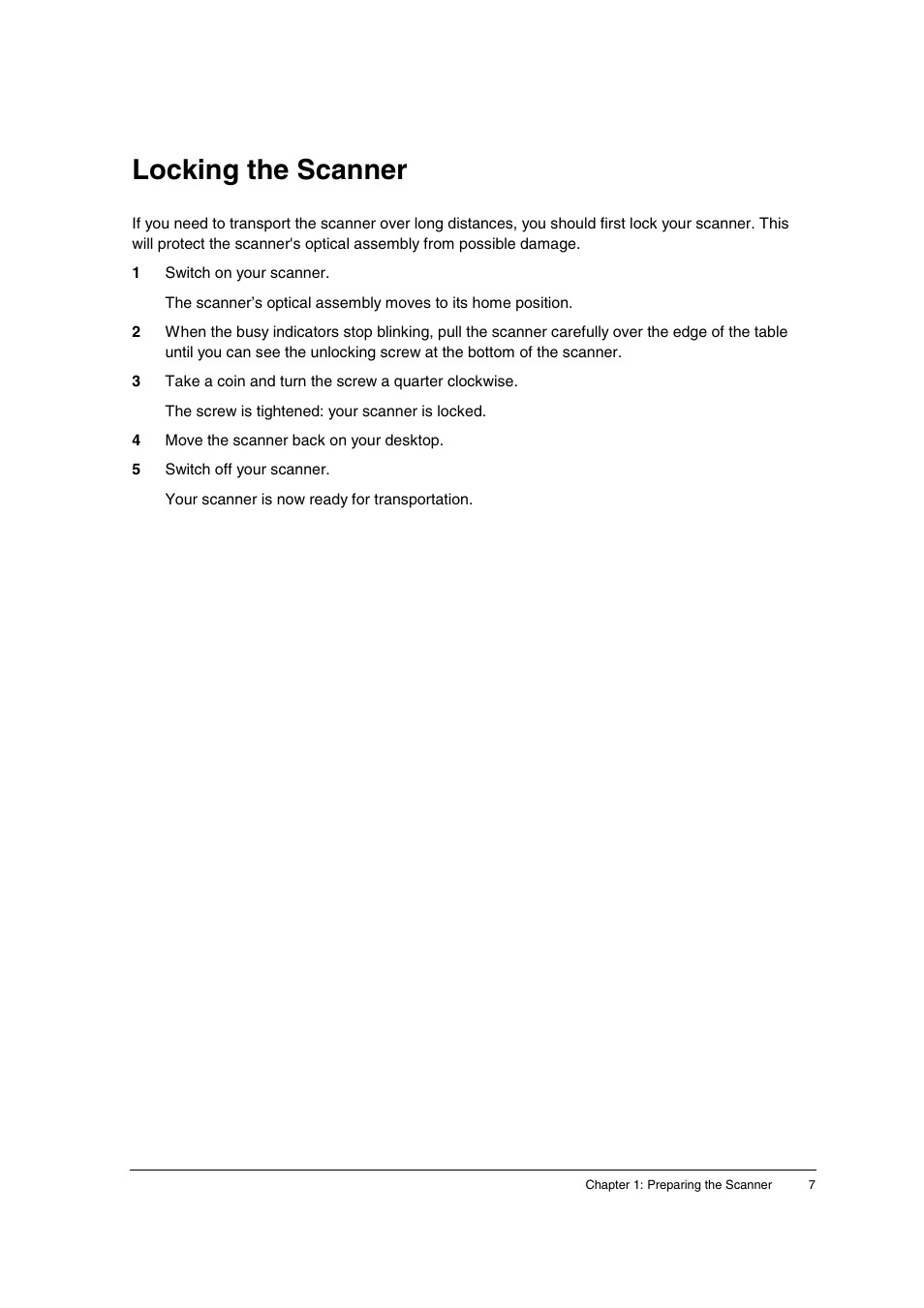 Locking the scanner | AGFA DuoScan f40 User Manual | Page 7 / 36