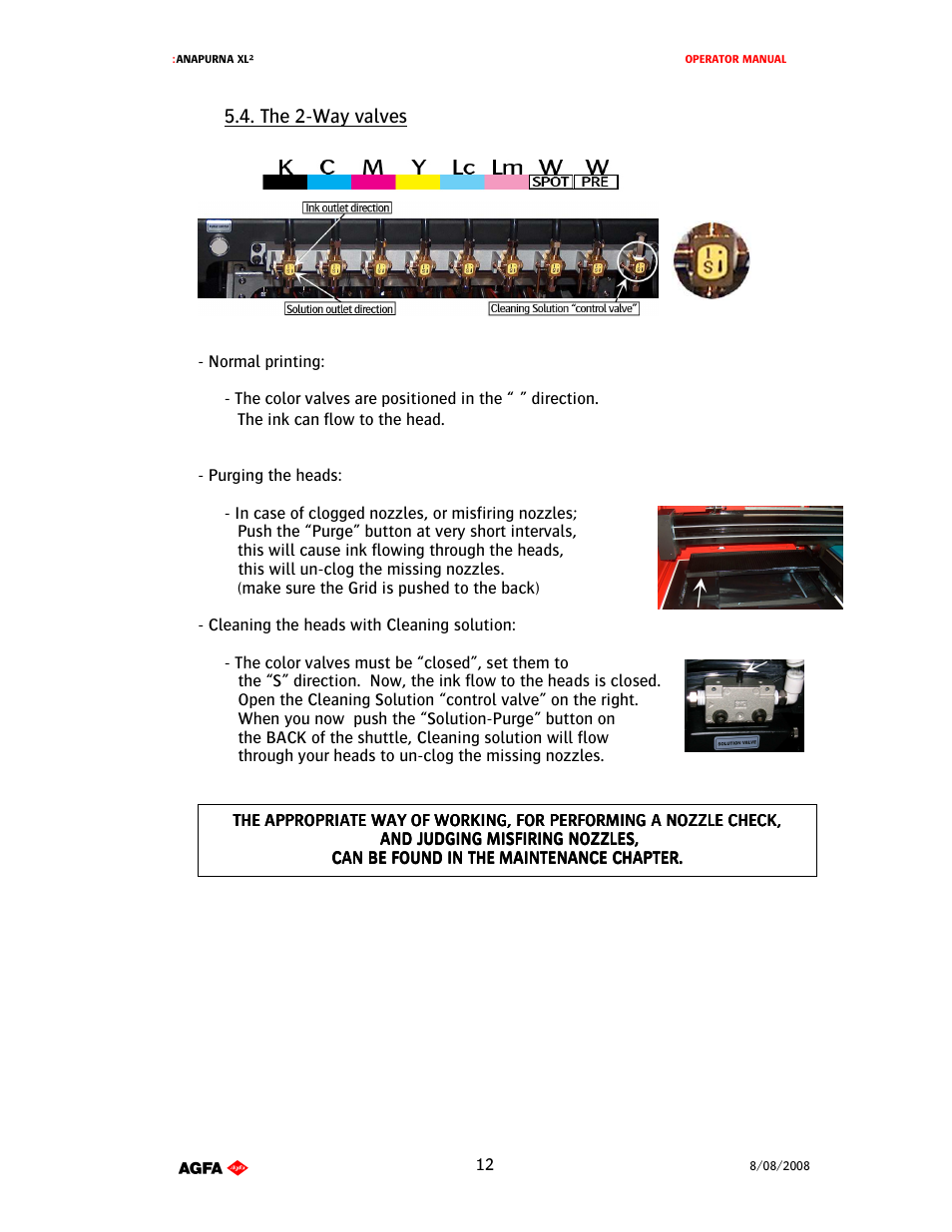 The 2-way valves | AGFA 1 User Manual | Page 12 / 54