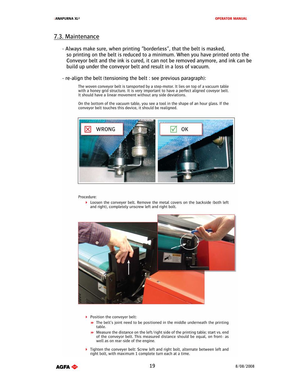 Maintenance | AGFA 1 User Manual | Page 19 / 54