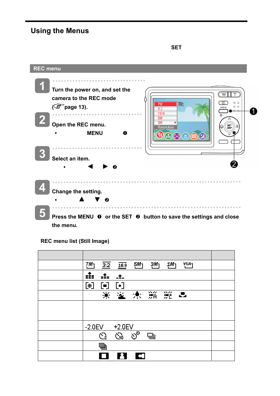 Using the menus | AGFA DC-733s User Manual | Page 20 / 66