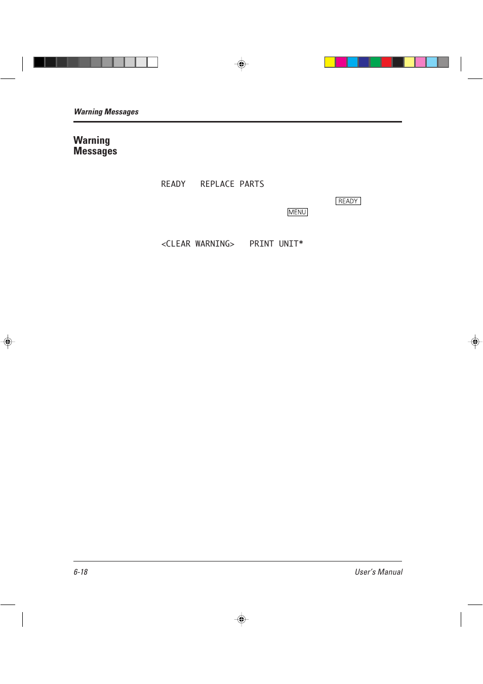 Warning messages | AGFA TM 14ADV User Manual | Page 137 / 158