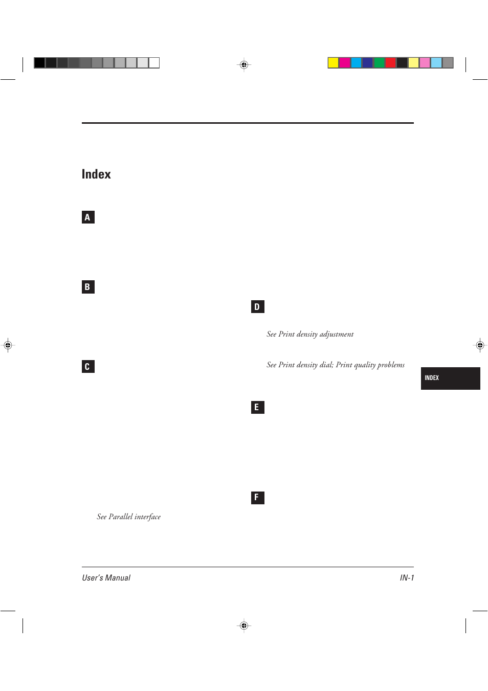 Index | AGFA TM 14ADV User Manual | Page 154 / 158