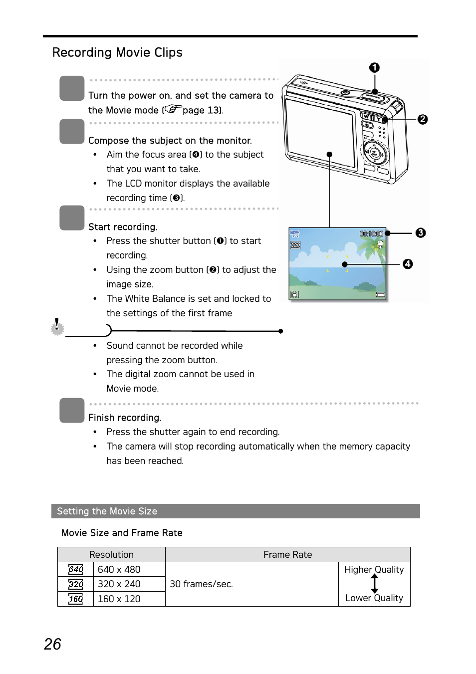 Recording movie clips | AGFA Graphite DC-730i User Manual | Page 31 / 61