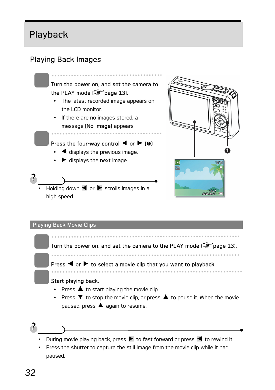 Playback, Playing back images | AGFA Graphite DC-730i User Manual | Page 37 / 61