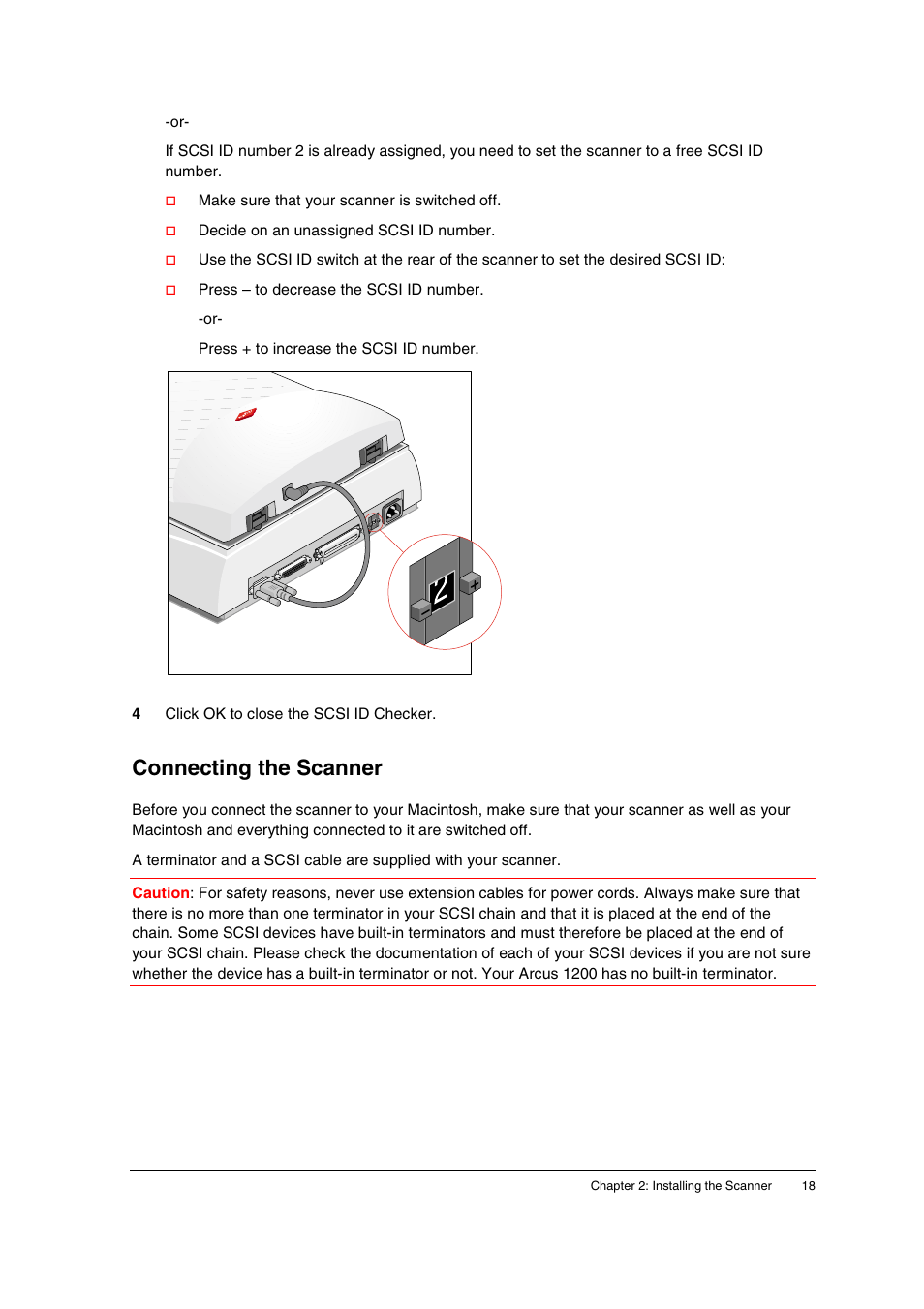Connecting the scanner | AGFA 1200 User Manual | Page 18 / 47