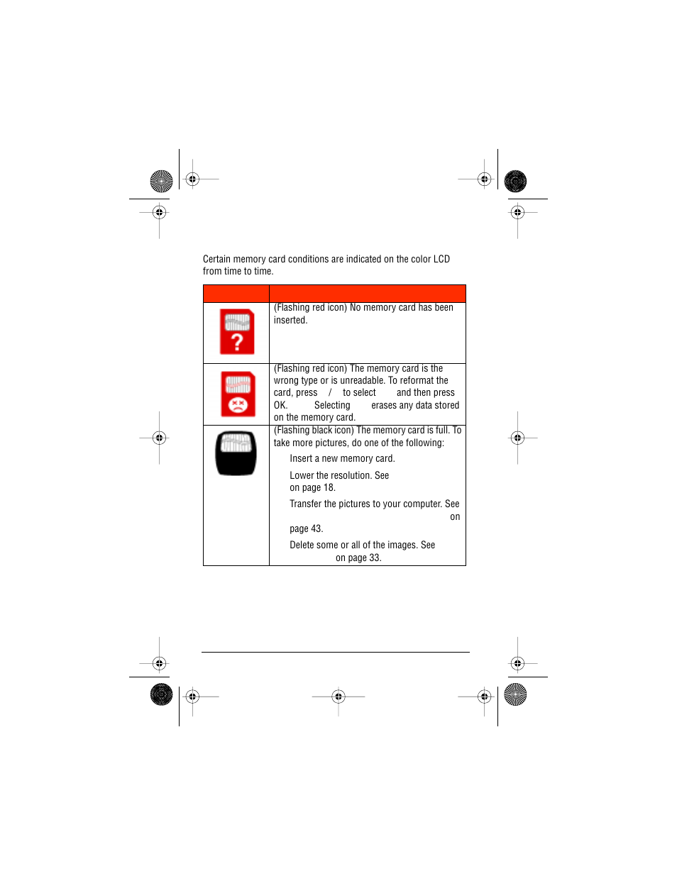 Memory card conditions | AGFA ePhoto CL50 User Manual | Page 10 / 55