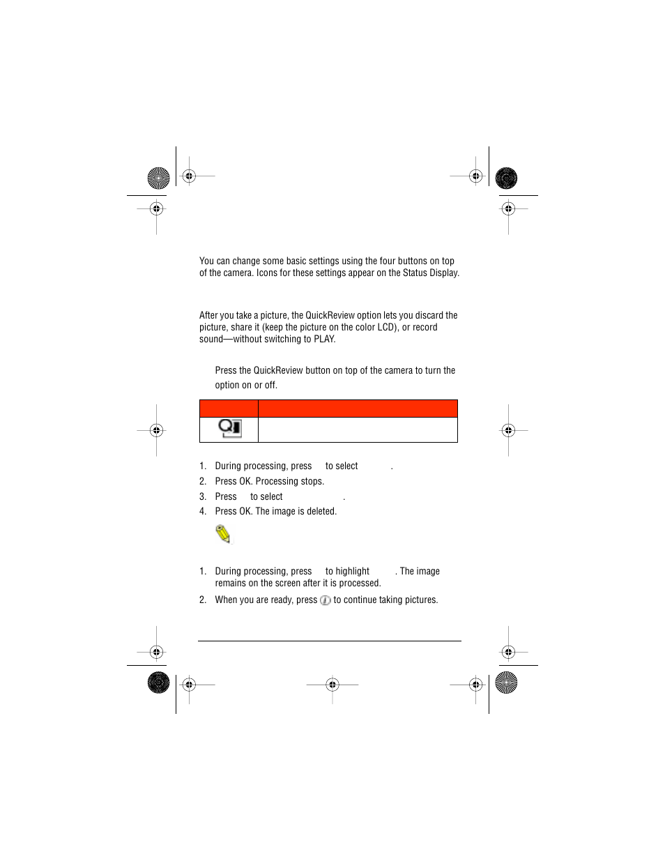 Changing basic settings, Quickreview button | AGFA ePhoto CL50 User Manual | Page 16 / 55
