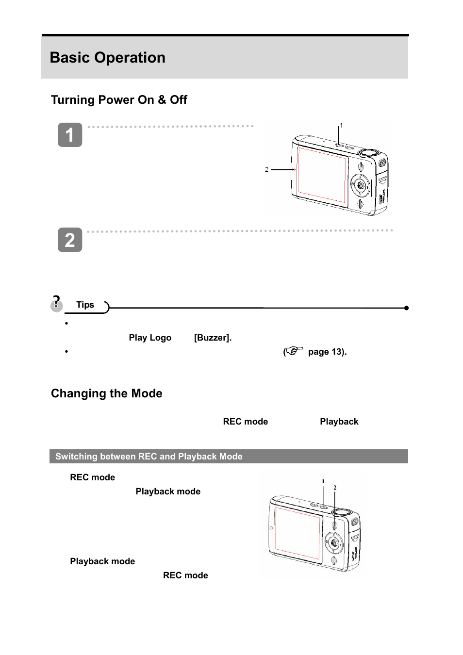 Basic operation, Turning power on & off, Changing the mode | AGFA sensor 500-X User Manual | Page 18 / 53