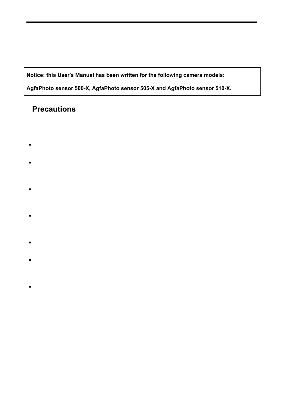 Precautions | AGFA sensor 500-X User Manual | Page 2 / 53