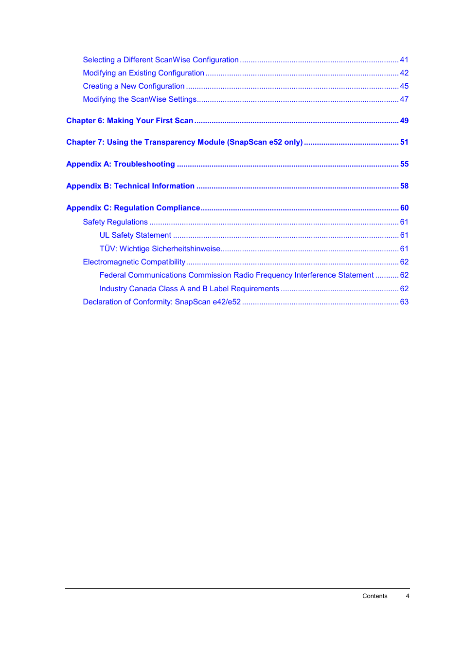 AGFA SNAPSCAN E42 User Manual | Page 4 / 63