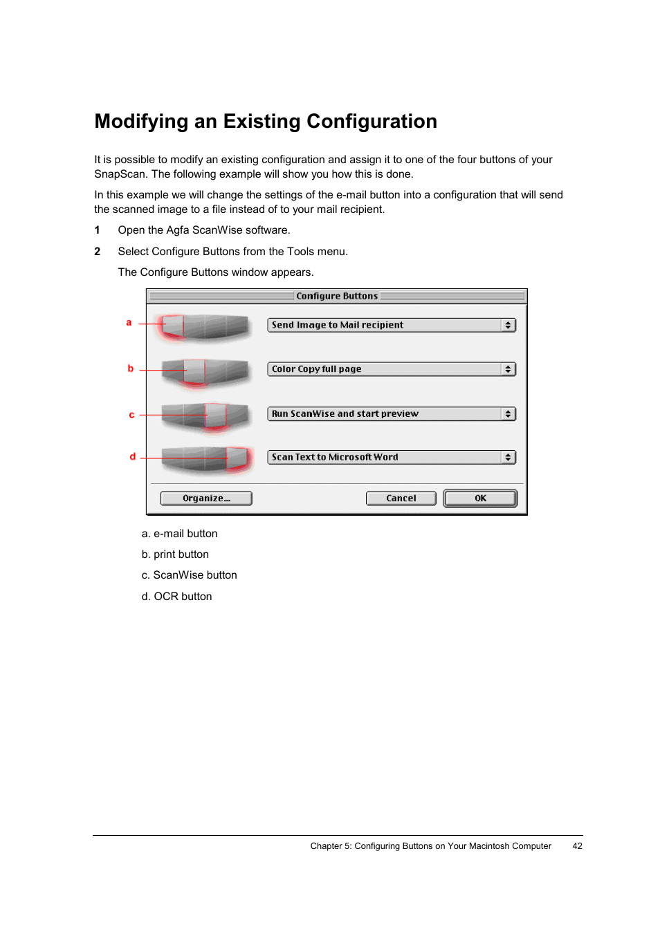 Modifying an existing configuration | AGFA SNAPSCAN E42 User Manual | Page 42 / 63