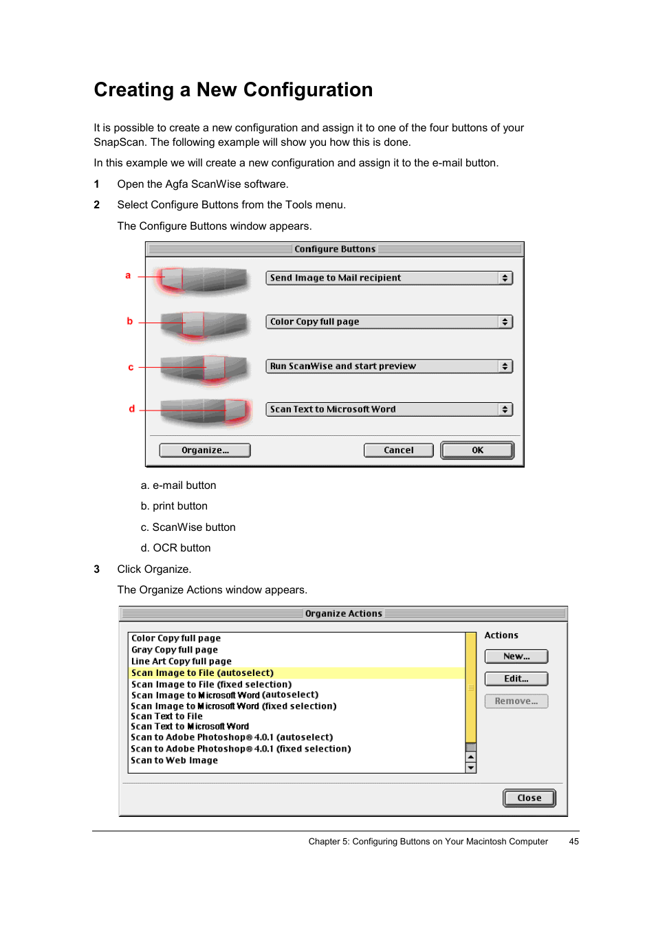 Creating a new configuration | AGFA SNAPSCAN E42 User Manual | Page 45 / 63