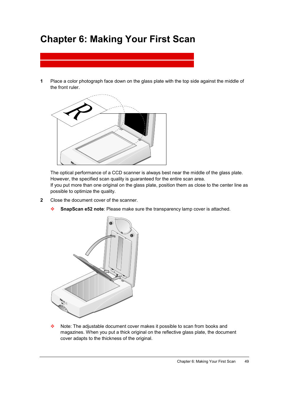 Chapter 6: making your first scan | AGFA SNAPSCAN E42 User Manual | Page 49 / 63