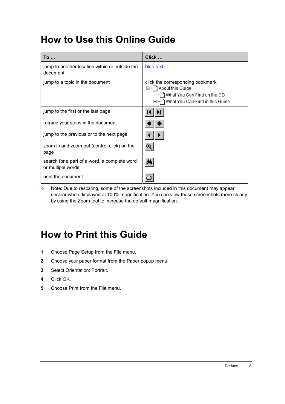 How to use this online guide, An and about, How to print this guide | AGFA SNAPSCAN E42 User Manual | Page 8 / 63