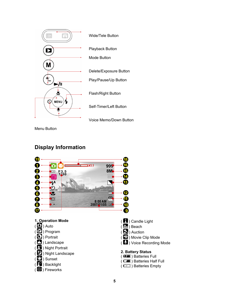 Display information | AGFA AP Sensor 830 User Manual | Page 5 / 31