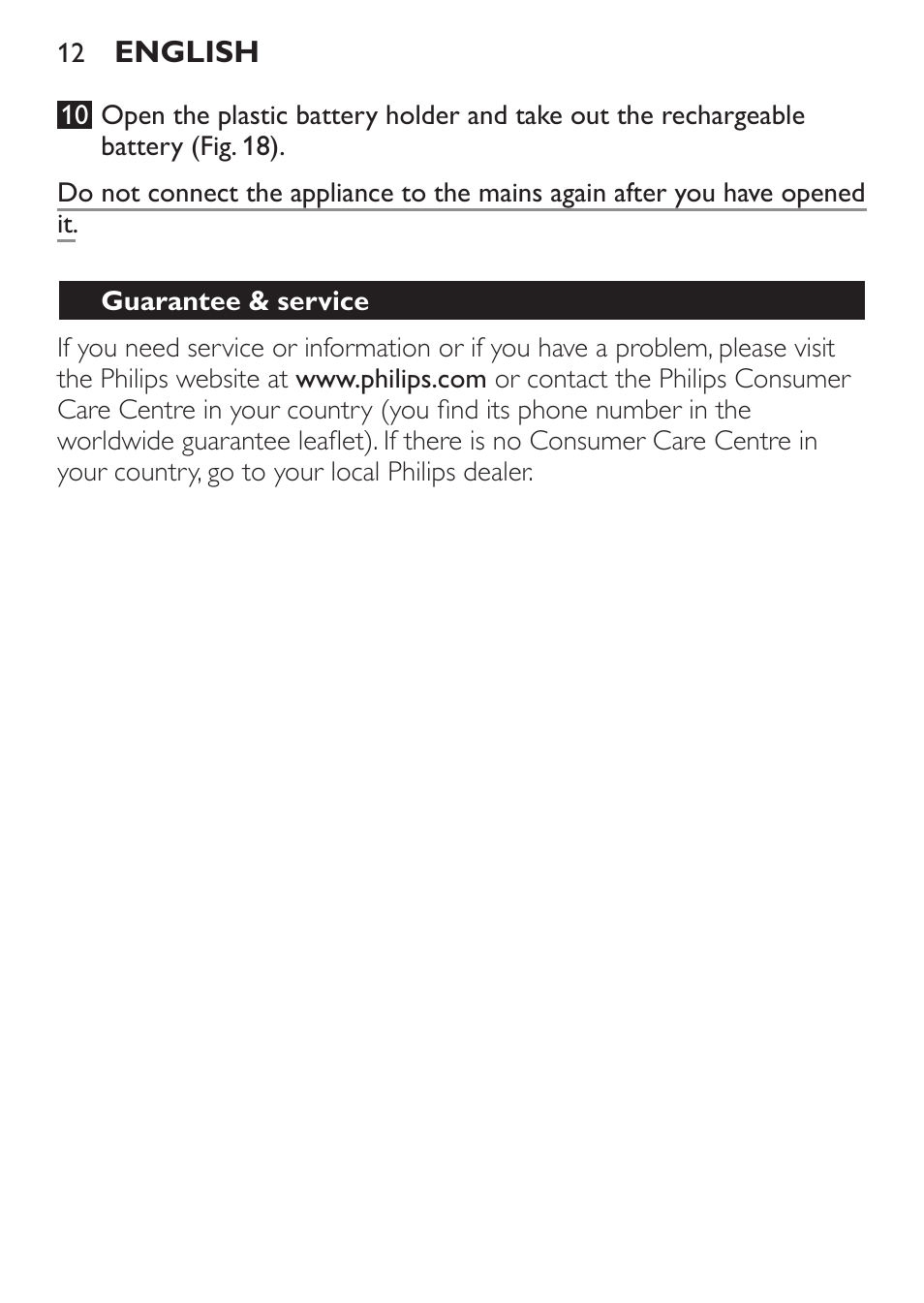 Guarantee & service | Philips HAIRCLIPPER Series 1000 Cortapelos User Manual | Page 12 / 94