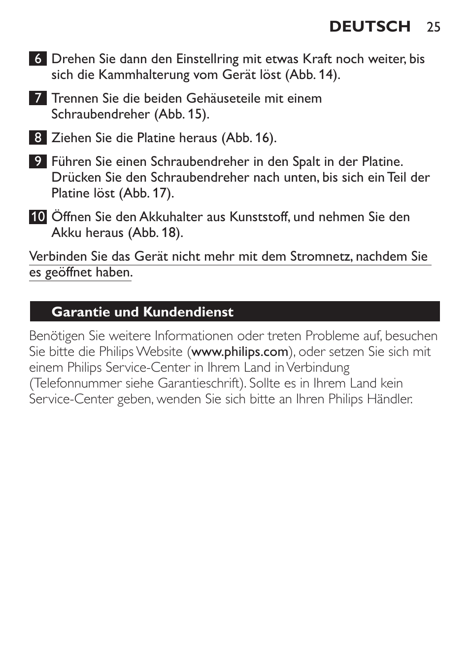 Garantie und kundendienst | Philips HAIRCLIPPER Series 1000 Cortapelos User Manual | Page 25 / 94